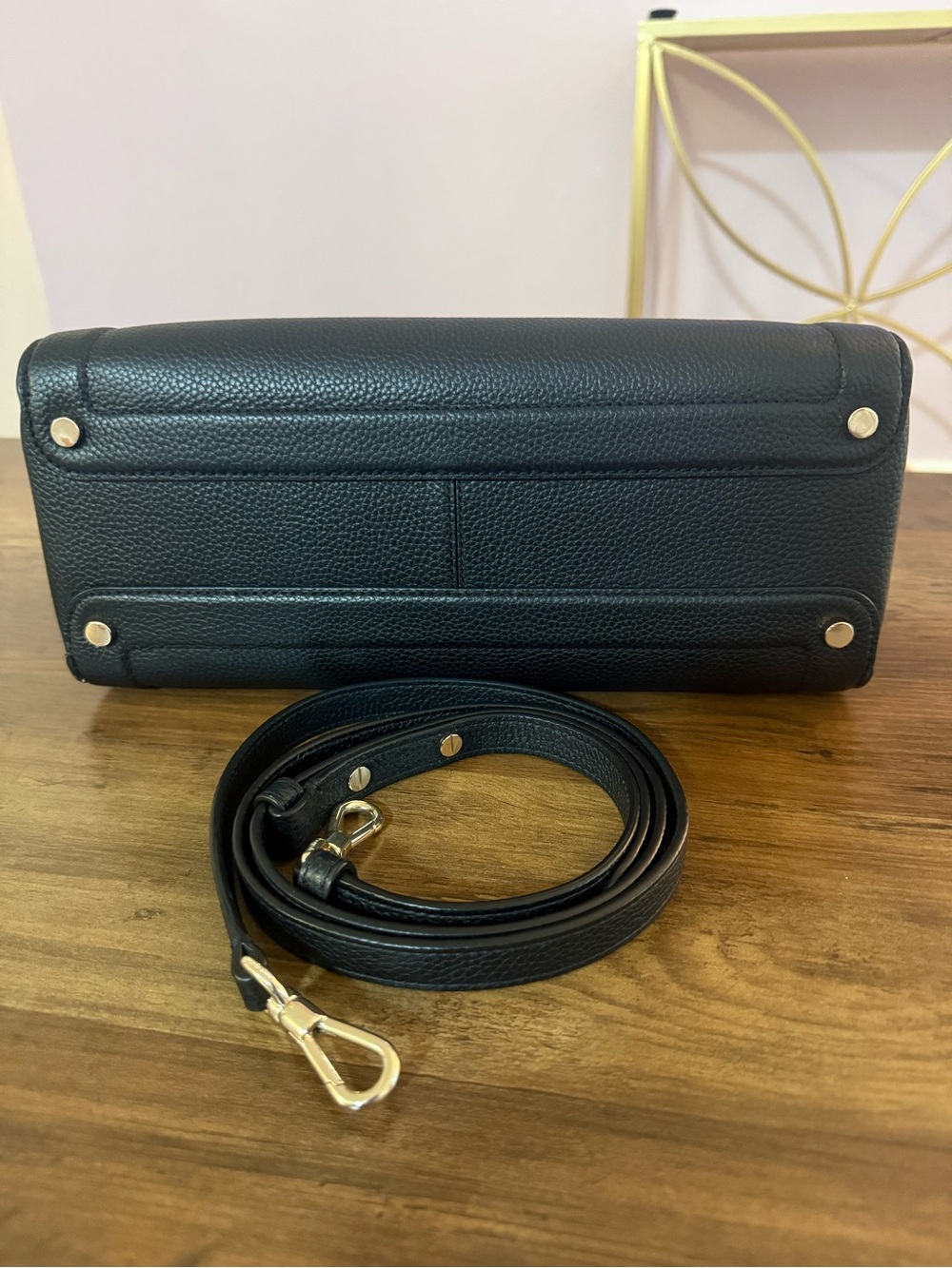 Kate Spade Medium Knot Black Pebbled Leather Top-Handle Satchel with Strap - Picture 5 of 6